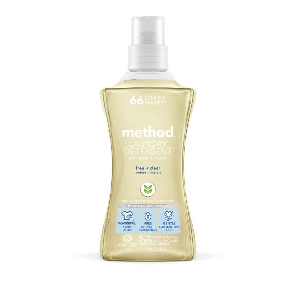 laundry detergent - free + clear, 53.5 fl oz