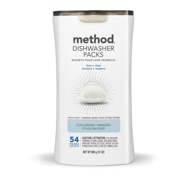 dishwasher packs - free + clear, 54 ct